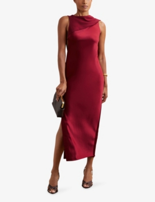REISS: Alula Tie-Back Satin Midi Dress