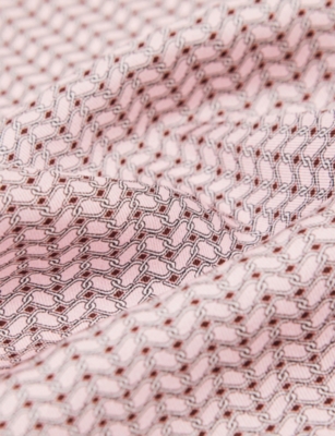 Reiss Mens Soft Pink Ottavio Graphic-print Silk Pocket Squar In Pink