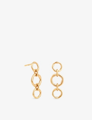 ASTRID & MIYU: Molten Link 18ct Yellow Gold-Plated Brass Drop Earrings