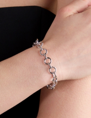 ASTRID & MIYU: Molten Link Rhodium-Plated Brass Chain Bracelet