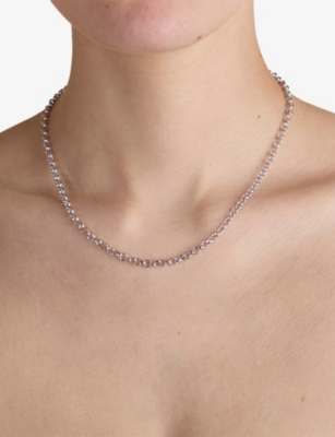 ASTRID & MIYU: T-Bar Rhodium-Plated Brass Rolo Chain Necklace