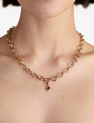 ASTRID & MIYU: January 18ct Gold-Plated Sterling-Silver And Garnet Birthstone Charm