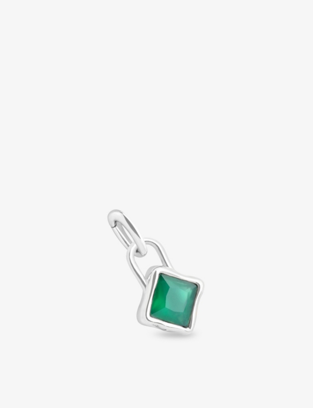 May Birthstone Rhodium-Plated Sterling-Silver And Agate Charm