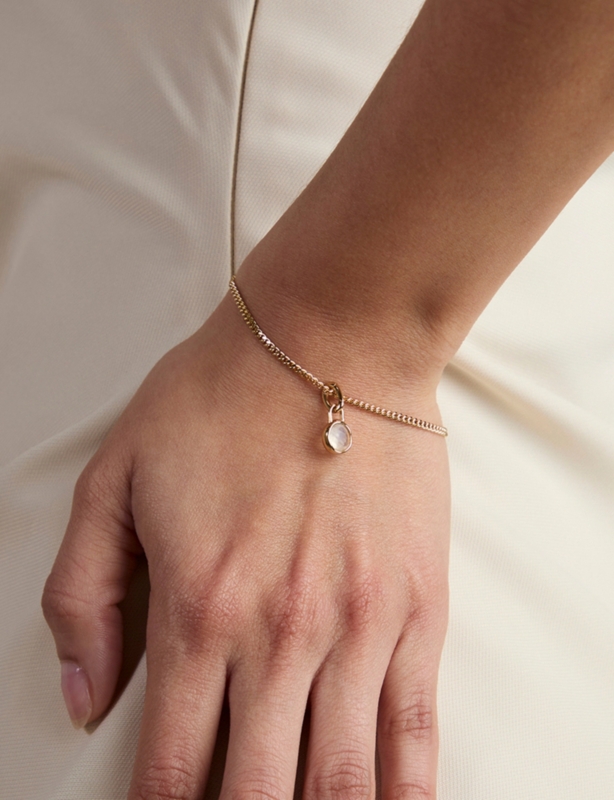 June Birthstone 18ct Yellow Gold-Plated Sterling-Silver And Moonstone Charm