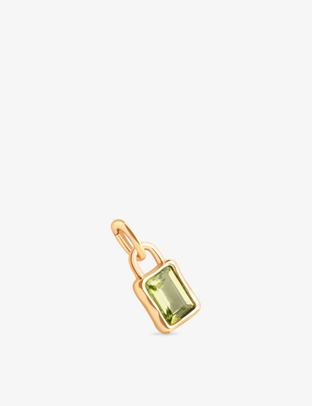 August Birthstone 14ct Yellow-Gold Plated Sterling-Silver And Olivine Charm