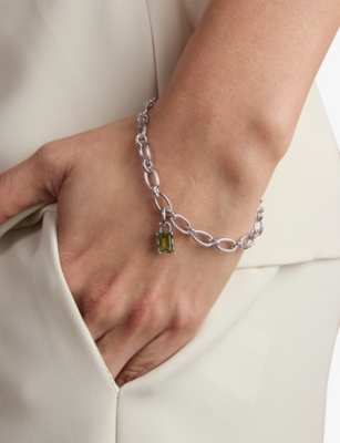 ASTRID & MIYU: August Birthstone Rhodium-Plated Sterling-Silver And Olivine Charm
