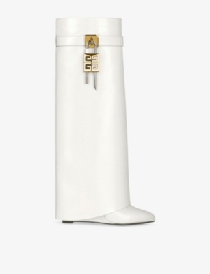 GIVENCHY: Shark Lock Leather Heeled Boots