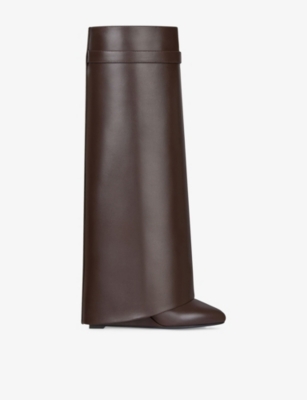 GIVENCHY: Shark Lock Leather Heeled Boots