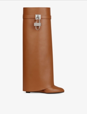 GIVENCHY: Shark Lock Leather Heeled Boots