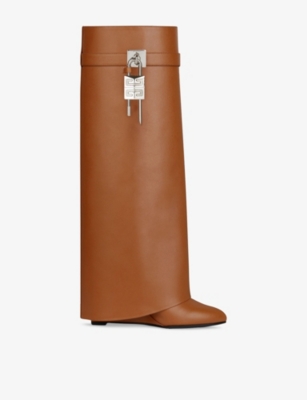 GIVENCHY: Shark Lock Leather Heeled Boots