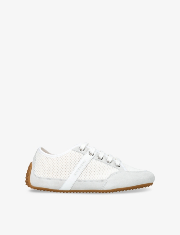 Logo Mesh And Suede Low-Top Trainers