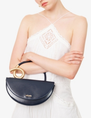 Cult Gaia Womens Azariah Leather Top Handle Bag Deep Lake
