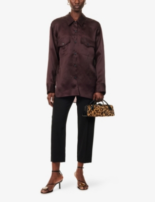 Khaite Womens Almandine Matteo Relaxed-fit Silk Shirt In Burgundy