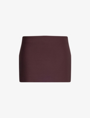 Khaite Womens Almandine Jett Wool-and-silk Mini Skirt In Burgundy