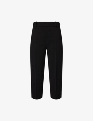 High-Rise Crop-Leg Stretch-Woven Trousers