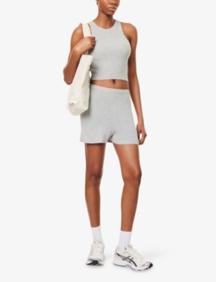 ADANOLA: Racer Crop Knit Vest Top