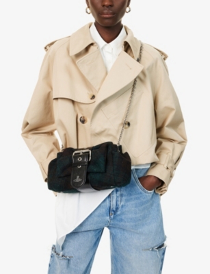 Vivienne Westwood Mens Aw25-dark Check Hazel Treasure Wool Top Handle Bag