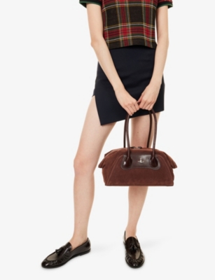 Vivienne Westwood Mens Aw25-chocolate Brown Shirley Small Suede Holdall