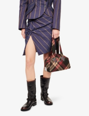 Vivienne Westwood Mens Aw25-light Check Archive Tartan Wool Handbag