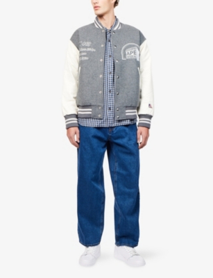 A BATHING APE: Bape X Kazuki Logo Wool-Blend Jacket