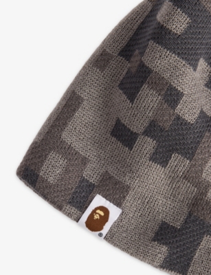 A BATHING APE: A Bathing Ape X Kazuki Camo Knitted Beanie