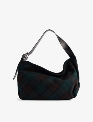 Vivienne Westwood Mens Aw25-dark Check Maxime Large Wool Shoulder Bag