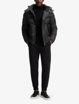 Hugo Boss Water-repellent Jacket With Monogram Jacquard In Black