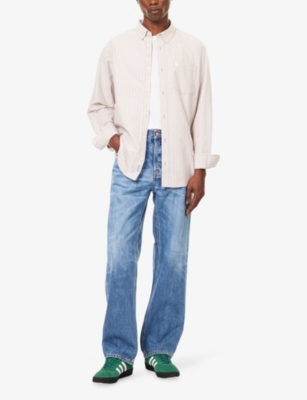 Nudie Jeans Mens Tuff Tony Wide-leg Denim Jeans Basement Tracks In Blue