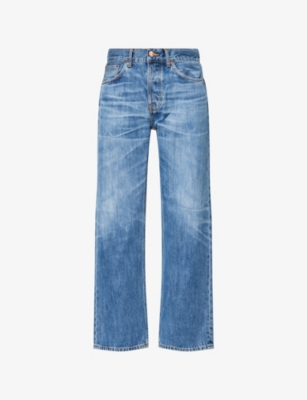 Nudie Jeans Mens Tuff Tony Wide-leg Denim Jeans Basement Tracks In Blue