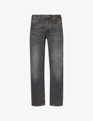 Nudie Jeans Mens Grey Crosshatch Rad Rufus Straight-leg Denim Jeans In Gray
