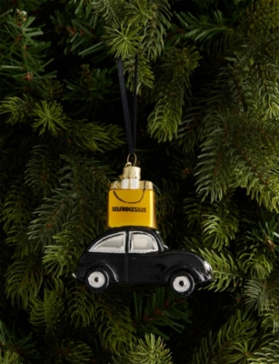 SELFRIDGES EDIT: Selfridges Taxi With Bag Glass Hanging Christmas Decoration