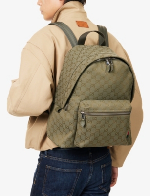 Gucci Mens  Gg-monogram Medium Canvas Backpack