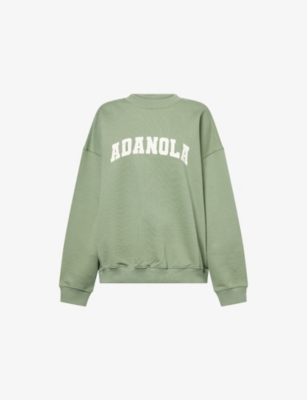 Adanola Womens Eden Grn/mrshmllw Wht Varsity Oversized Cotton Sweatshirt