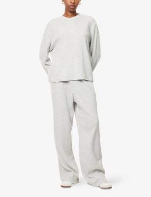 ADANOLA: Waffle Straight-Leg Cotton-Jersey Trousers