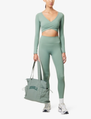 ADANOLA: Ultimate Wrap-Front Long-Sleeve Stretch-Jersey Top