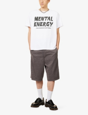 Gallery Dept. Mens Clean White Mental Energy Crewneck Cotton-jersey T-shirt In White