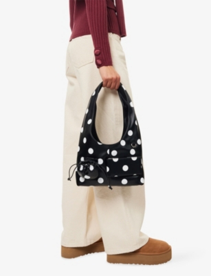 HOUSE OF SUNNY: Polka-Dot Sling Faux-Leather Shoulder Bag