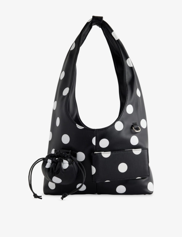 Polka-Dot Sling Faux-Leather Shoulder Bag