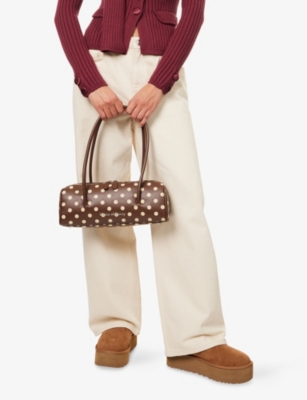 House Of Sunny Womens Polka-dot Faux-leather Shoulder Bag Brown In Brown