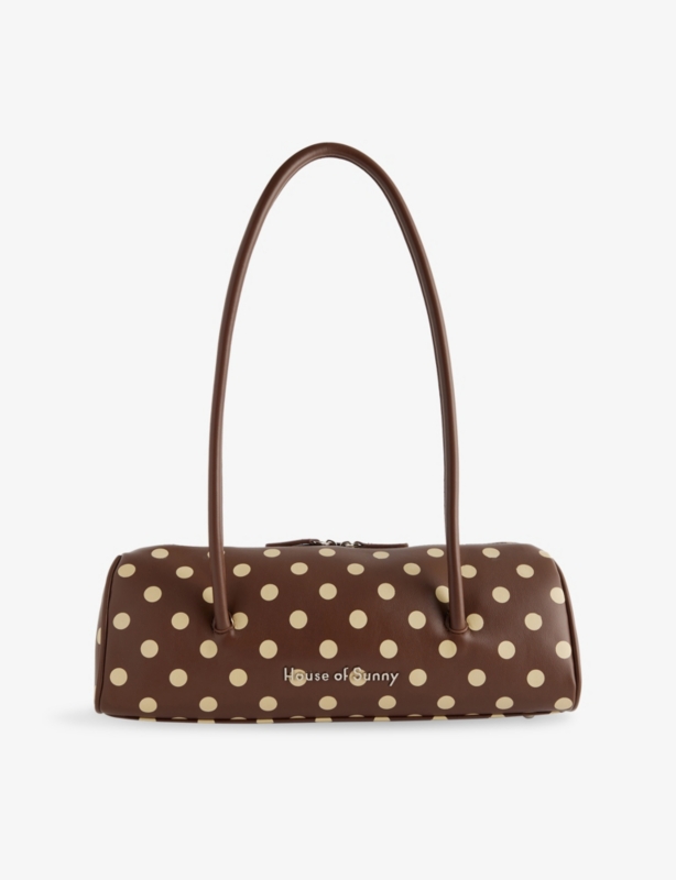 Polka-Dot Faux-Leather Shoulder Bag