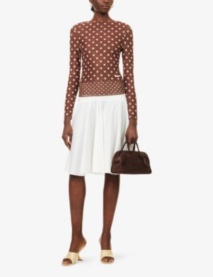 House Of Sunny Womens Brown Layer Polka-dot Stretch-woven Top In Brown
