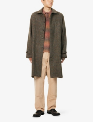 Palmes Mens Brown Cedric Long-sleeve Wool Overcoat In Brown