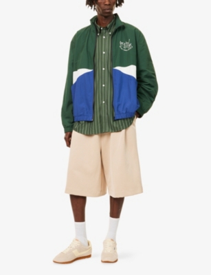 Palmes Mens Dark Green Graphic-print Colour-block Shell Jacket In Green
