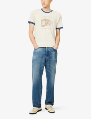 Palmes Mens Broken White Ringer Short-sleeve Cotton Blend T-shirt In Neutral