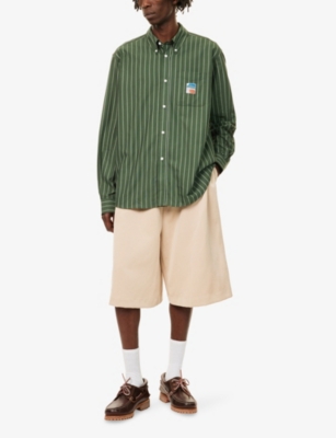 PALMES: Deuce Striped Cotton Oxford Shirt