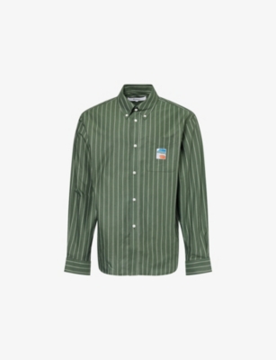 PALMES: Deuce Striped Cotton Oxford Shirt