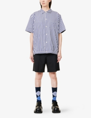 SACAI: Belted Relaxed-Fit Woven Shorts
