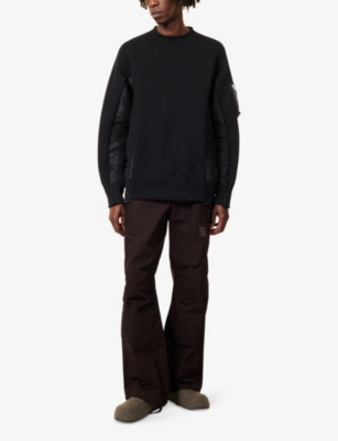 SACAI: Crewneck Long-Sleeves Cotton-Jersey Blend Sweatshirt