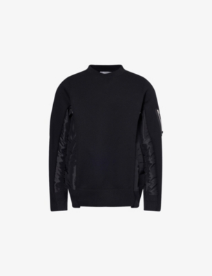 SACAI: Crewneck Long-Sleeves Cotton-Jersey Blend Sweatshirt