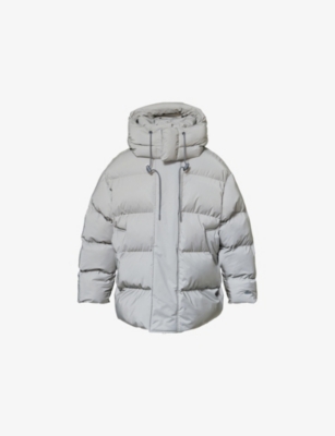 Lacoste Mens Silver Oversized Reflective Shell-down Puffer Jacket In Gray
